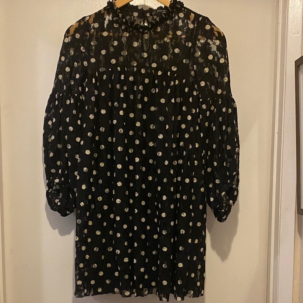 Zara Black Sheer Dress with White Dots